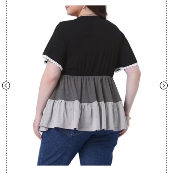 BloomChic Plus Size Colorblock Contrast Ruffle Tiered T-shirt 2XL us 18 - Picture 3 of 5